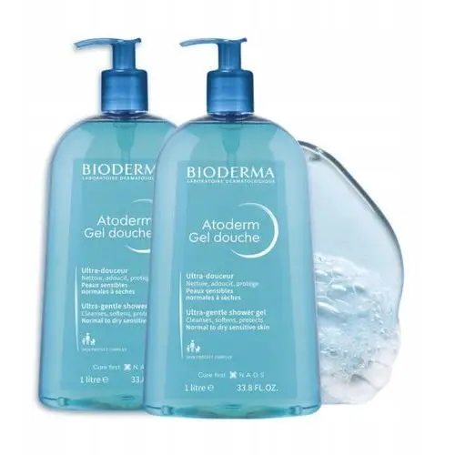 2x Bioderma Atoderm żel oczyszczający bez dodatku mydła, do skóry suchej 1l