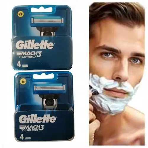 8 Sztuk Gillette MACH3 Turbo 100 % Oryginał 2 x 4 sztuki plastik