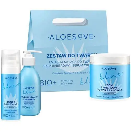 Aloesove blue zestaw do twarzy - emulsja myjąca 190ml + serum 30ml + krem 250ml Aloesowe