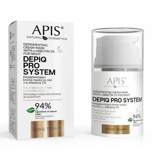 Apis DEPIQ PRO SYSTEM DEPIGMENTING CREAM-MASK WITH α-ARBUTIN 1% FOR NIGHT Depigmentująca kremo-maska na noc z α-arbutyną 1% (55065)