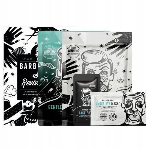 Barber Pro Skin Revival Kit Męski Naprawczy Zestaw 4 Maseczek Do Twarzy