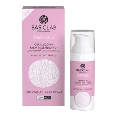 BasicLab - ceramidowy krem regenerujący z 5% betainą i 3% mocznikiem o BOGATEJ konsystencji - odżywienie i odbudowa, 50 ml
