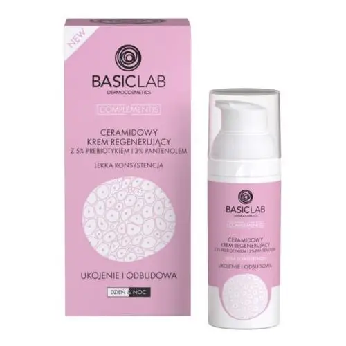 Basiclab - ceramidowy krem regenerujący z 5% prebiotykiem i 3% pantenolem o lekkiej konsystencji ukojenie i odbudowa, 50 ml