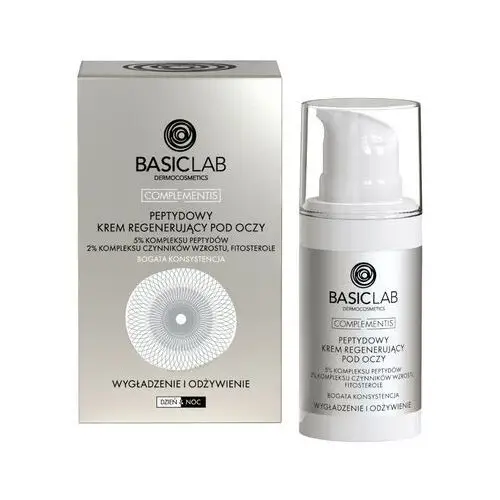 Basiclab - peptydowy krem regenerujący pod oczy z 5% kompleksu peptydów, 2% kompleksu czynników wzrostu, fitosterolami o bogatej konsystencji, wygładzenie i odżywienie, 15 ml