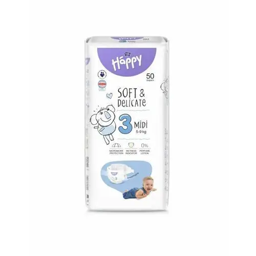 Bella Happy Pieluchy Soft & Delicate Midi 5-9 kg 50 sztuk