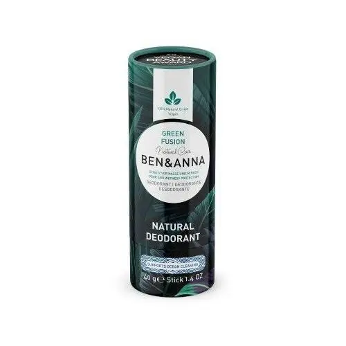 Natural soda deodorant naturalny dezodorant na bazie sody sztyft kartonowy green fusion 40 g Ben&anna