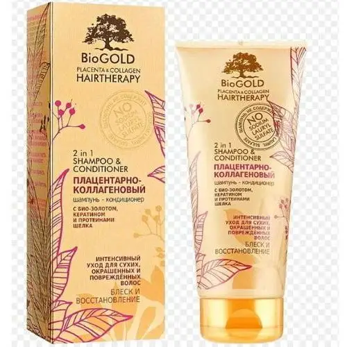 Biogold szampon-odżywka placenta kolagen do włosów farbowanych 200 ml