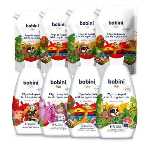 Bobini Fun Płyn do Kapieli dla Dzieci 500ml Zapas Płynu 500ml 4+4