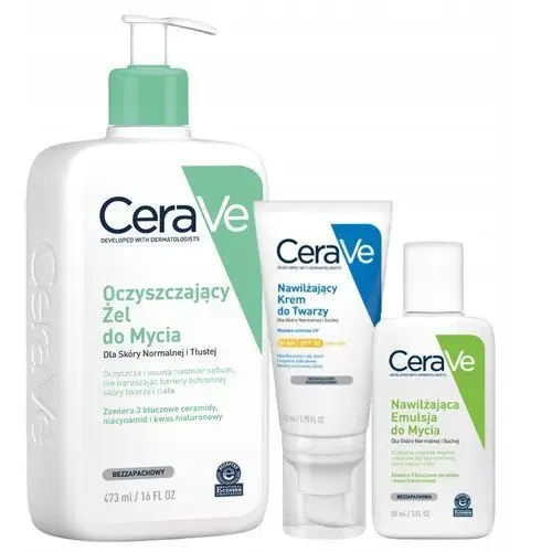 CeraVe Nawilżający Krem do Twarzy Spf 50, Żel Oczyszczający 473ml