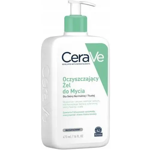 CeraVe, oczyszczający żel do mycia z ceramidami dla skóry normalnej i tłust