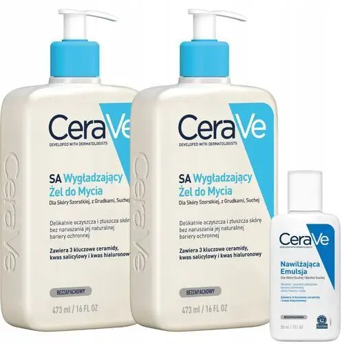 CeraVe Sa Żel Wygładzający do Mycia Dla Skóry Szorstkiej, Suchej 473ml x2