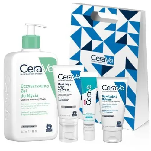 CeraVe Zestaw Żel 40 ml, Krem do Twarzy 52ml, Żel Oczyszczający do Mycia