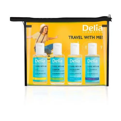Delia cosmetics Zestaw podróżny - płyn micelarny, mus, żel, szampon travel with me