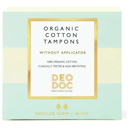 Deodoc 100 % organic cotton tampons regular no applicator (18pcs)