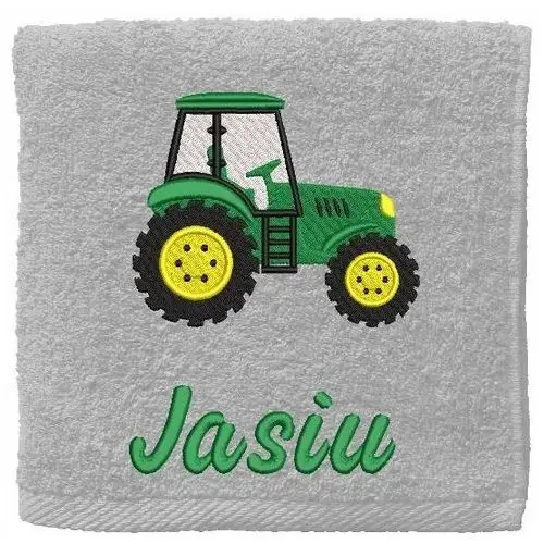Duży Ręcznik Z Imieniem i Traktorem dowolne imię 70x140 dla dziecka