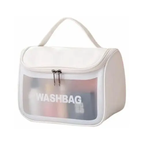 Ecarla - kosmetyczka rozkładana kuferek washbag, biały