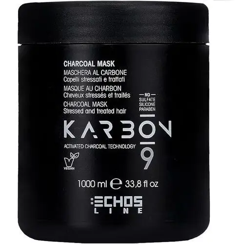 Karbon 9 charcoal mask - maska do włosów zniszczonych z węglem, 1000ml Echosline