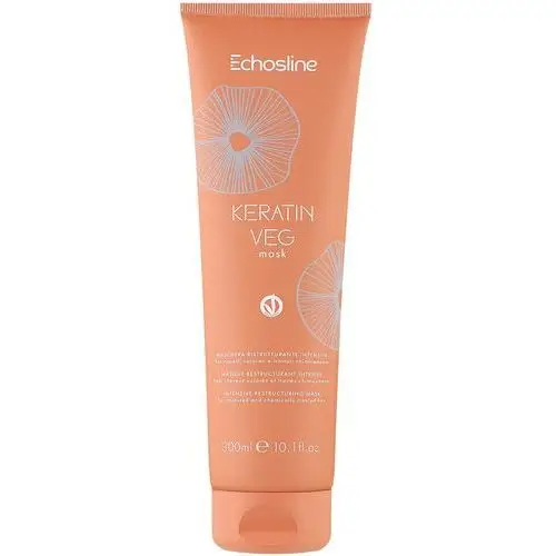 Echosline keratin veg mask - wegańska maska do włosów z keratyną, 300ml