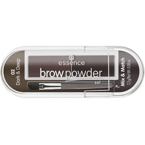 Essence brow powder set zestaw do stylizacji brwi z pędzelkiem 02 dark & deep 2.3g