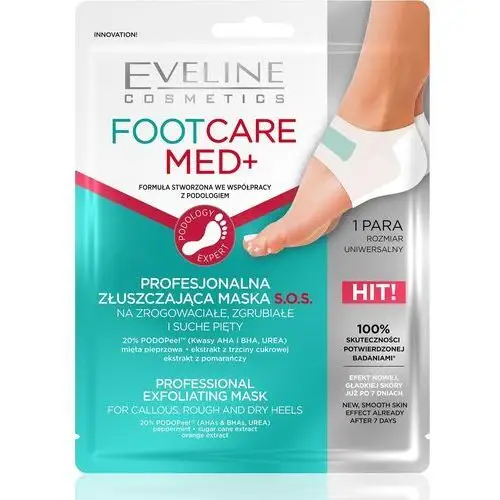 Eveline Cosmetics Foot Care Med+ Profesjonalna złuszczająca maska do pięt maske 1.0 pieces