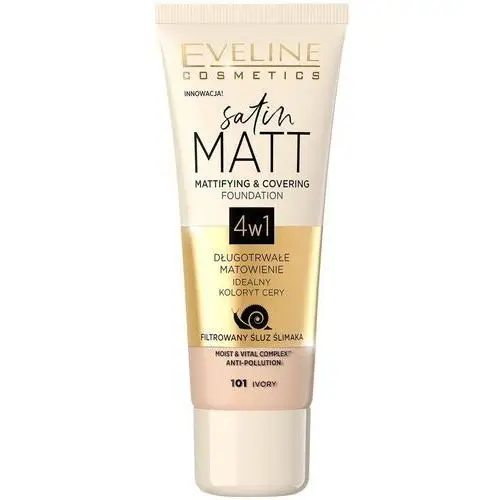 Eveline cosmetics satin matt foundation matujący podkład do twarzy 101 ivory 30ml