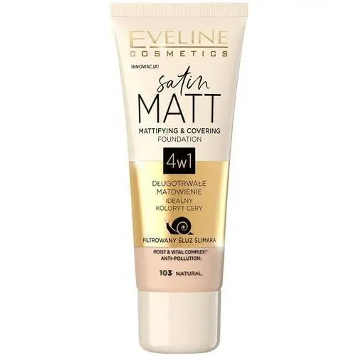 Eveline cosmetics satin matt foundation matujący podkład do twarzy 103 natural 30ml