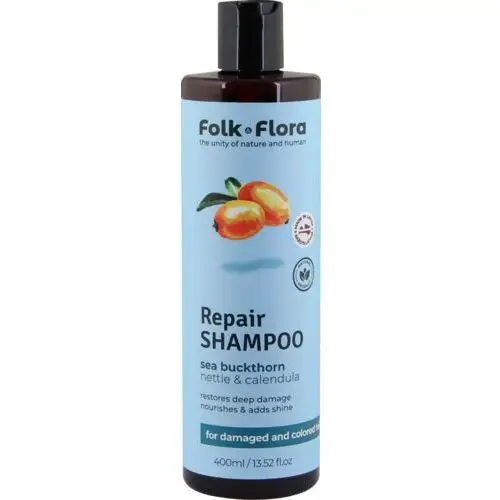 Folk & flora sea buckthorn szampon odbudowujący włosy do włosów farbowanych i zniszczonych 400 ml