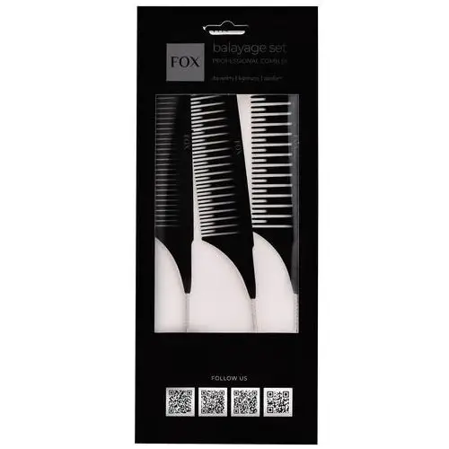 Fox Balayage Set Black - komplet grzebieni do balejażu, 3szt