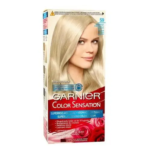 Garnier color sensation cream super lightening superrozjaśniający krem koloryzujący s9 srebrny popielaty blond, kolor blond