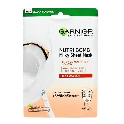 Garnier Skin Naturals Maseczka na tkaninie odżywczo-rozświetlająca Nutri Bomb 1szt,1