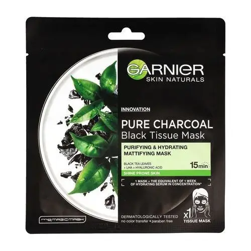 Garnier skin naturals pure charcoal maska w płacie black tissue - czarna herbata 28g