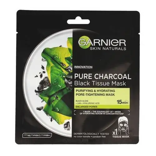 Garnier Skin Naturals Pure Charcoal Maska w płacie Black Tissue - Czarna Alga 28g