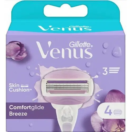 Gillette venus comfortglide breeze ostrza wymienne do maszynki do golenia dla kobiet 4 sztuk, z elastycznymi paskami nawilżającymi {gillette}