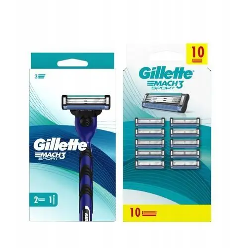 Gillette Mach3 Sport rączka z 2 ostrzami 10 Ostrzy Wymiennych