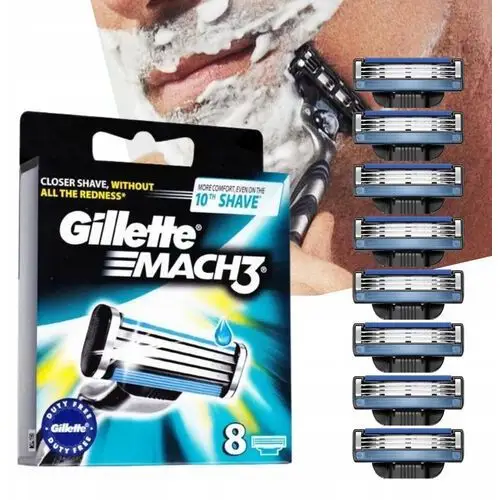 Gillette Mach3 Wkłady Do Maszynki Ostrza wymienne Oryginał 8 szt