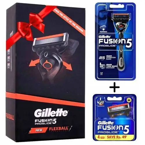 Gillette Proglide Flexball Maszynka x 5 ostrzy Fusion5 Proglide zestaw