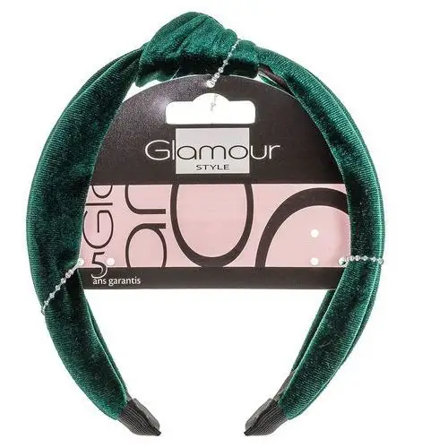 Glamour Opaska zielona welurowa z węzełkiem