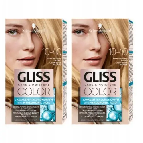 Gliss Color Farba do włosów Jasny Beżowy Blond x2, kolor blond