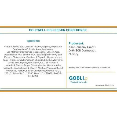Goldwell Rich Repair - odżywka odbudowująca nawilża i wygładza włosy, 200ml, 6064