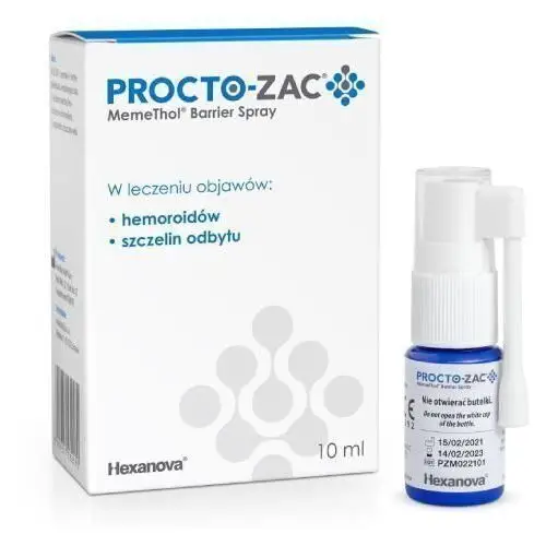 Hexanova sp. z o.o. Procto-zac memethol barrier spray na hemoroidy i szczeliny odbytu 10ml