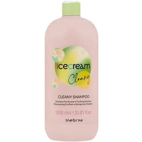 Inebrya ice cream cleany, szampon do włosów przywracający równowagę skóry głowy, 1000ml