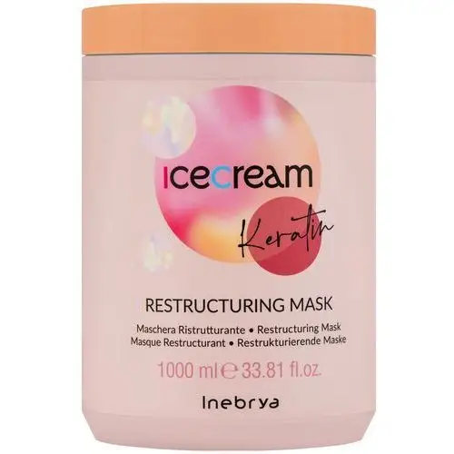 Inebrya Ice Cream Keratin Restructuring - maska do włosów suchych, 1000ml