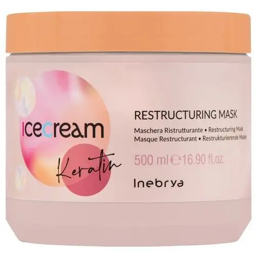 Inebrya ice cream keratin restructuring - maska do włosów suchych, 500ml