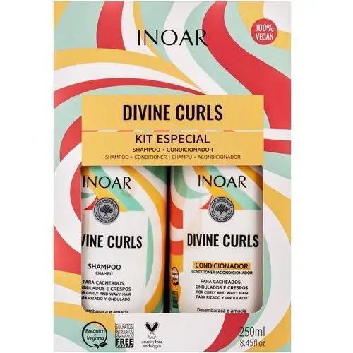 Inoar Divine Curls Duo Pack - zestaw do pielęgnacji włosów kręconych, 2x250ml, 10702