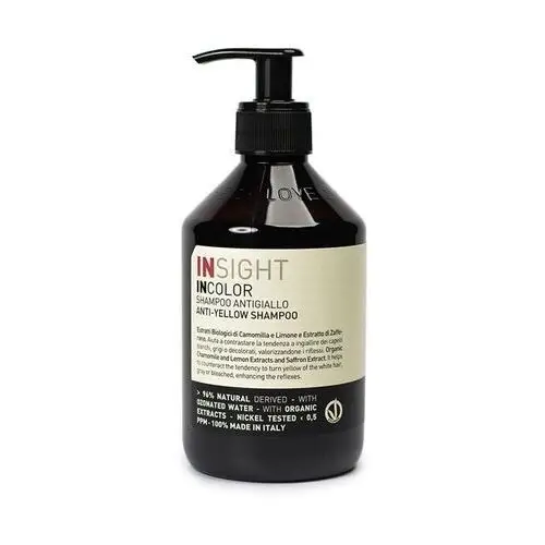 Insight anti-yellow szampon neutralizujący żółte odcienie do blond i siwych włosów 400 ml