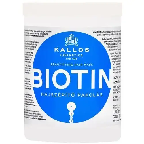 Kallos biotin beautifying mask - wzmacniająca maska do włosów suchych i łamliwych z biotyną, 1000ml