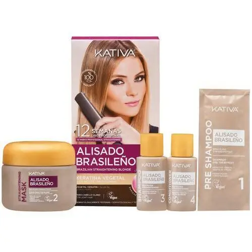 Kativa alisado brasileno blonde kit - brazylijski zabieg prostujący włosy blond i rozjaśniane