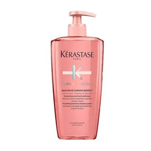 Kerastase Szampon wzbogacony odżywczo-ochronny do włosów koloryzowanych średnich lub grubych 500ml z pompką kérastase chroma absolu bain riche respect