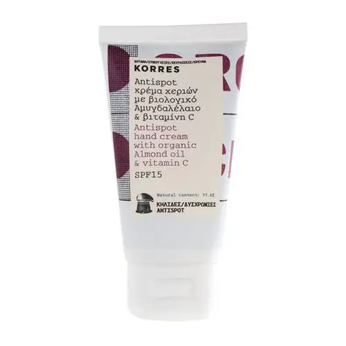 KORRES_Antispot Hand Cream With Organic Almond Oil & Vitamin C SPF15 krem do rąk z organicznym olejkiem migdałowym 75ml