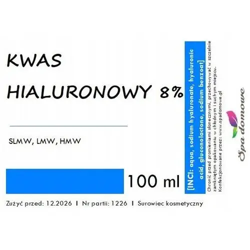 Kwas hialuronowy w żelu potrójny Max Stężenie 8% 100ml